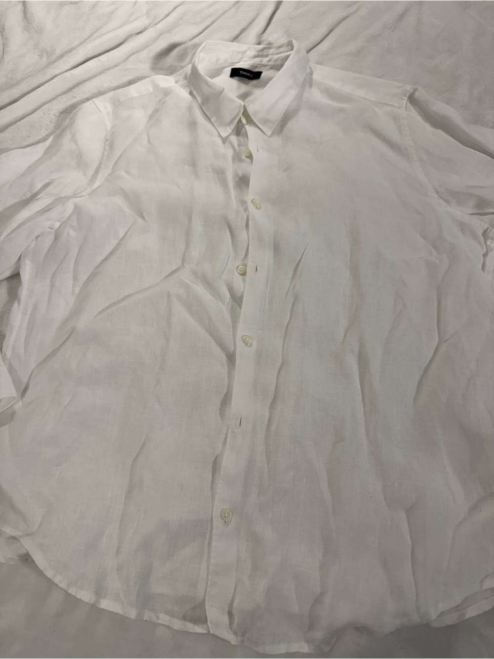 Theory Men’s White Linen Shirt with Black Label size XXL excellent condition